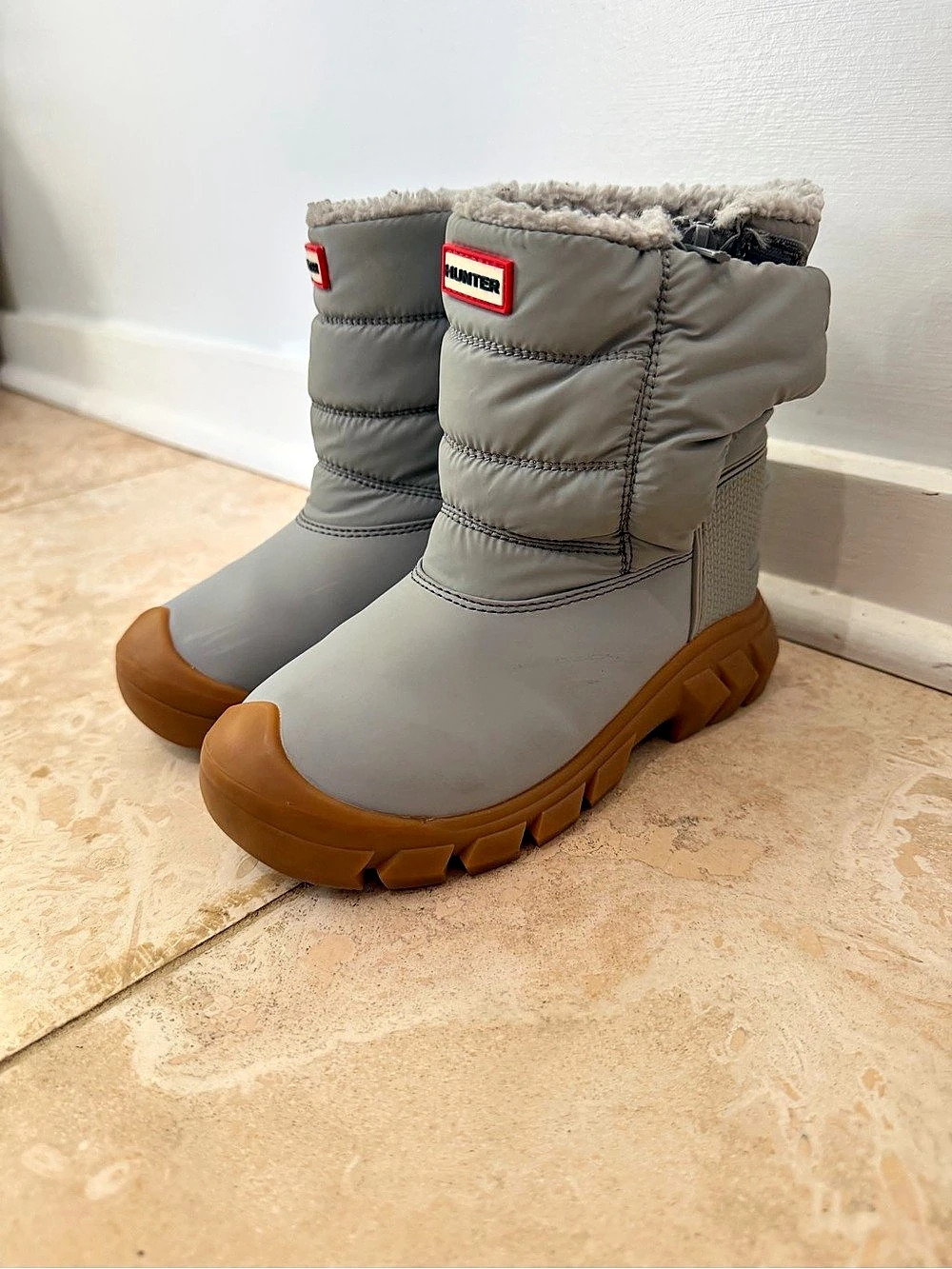 Hunter Kids Comfy Waterproof Snow Boots Gray & Brown 12